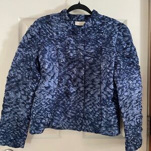 Chico's Navy Textured Zippered Lightweight Jacket Chicos Size 1